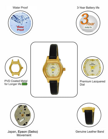 Maxima GOLD Women White Dial Analogue Watch - T-55410LMLY